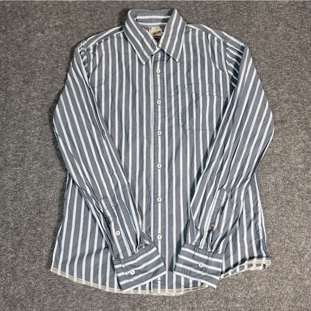 Vintage Tommy Hilfiger Denim Heritage Button Down Shirt Men M Blue White Striped